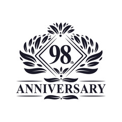 98 years Anniversary Logo, Luxury floral 98th anniversary logo.