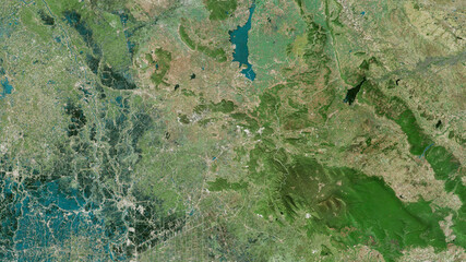 Saraburi, Thailand - outlined. Satellite