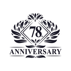 78 years Anniversary Logo, Luxury floral 78th anniversary logo.