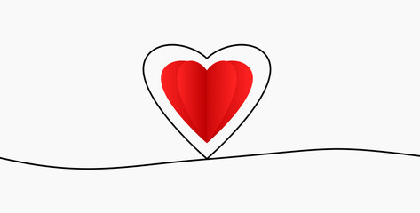 Valentine heart outlined with a black line on a gray background.