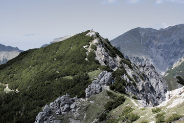 The Wörnerkopf mountain peak in the Karwendel mountain range close to Mittenwald, Germany