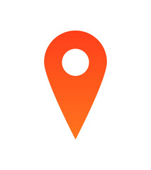 Orange location icon on the map on a white background.