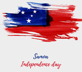Samoa Independence Day background with abstract watercolor brushed flag of Samoa.