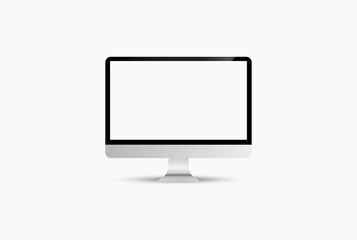 Realistic vector illustration of desktop monitor on light background.