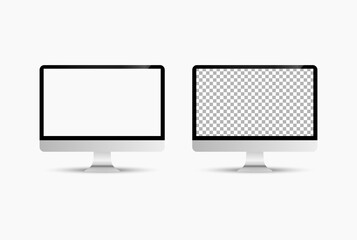 Realistic vector illustration of desktop monitor on light background.