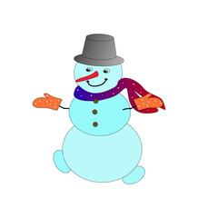 Christmas snowman on a white background.  Vector illustration.