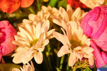 Close-up Large Beautiful bouquet of mixed flowers. Flower background and Wallpaper. Floral shop concept . Beautiful fresh cut bouquet. Flowers delivery