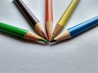 colored pencils on white cardboard