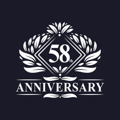 58 years Anniversary Logo, Luxury floral 58th anniversary logo.