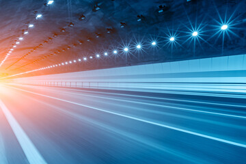 Empty tunnel road with motion blur.