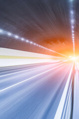 Empty tunnel road with motion blur.