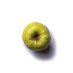 Top down view of an apple isolated on white background.