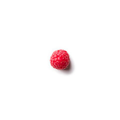 Top down view of a raspberry fruit isolated on white background.