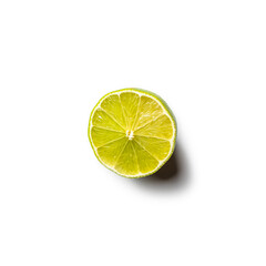 Top down view of a lime isolated on white background.