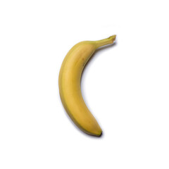 Top down view of a banana isolated on white background.