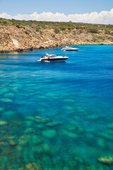 Fototapeta na wymiar Blue lagoon at Cape Greko coast. Cyprus