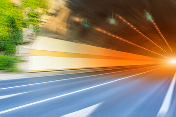 Fototapeta na wymiar Empty tunnel road with motion blur.