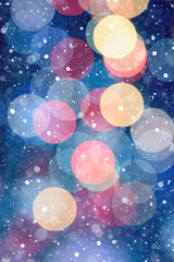 Fototapeta na wymiar Abstract bokeh Christmas tree color lights with soft dark blue background