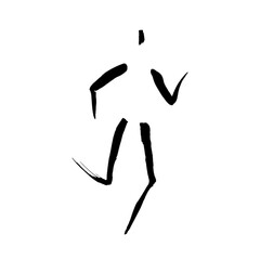 Running man flat icon in calligraphy style on white