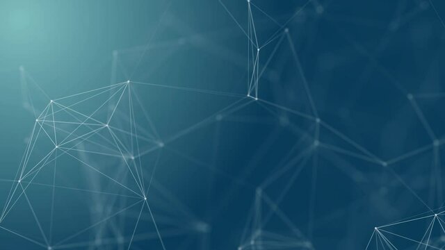 Abstract technology futuristic blue background plexus particle. White glow connection lines and dots. Business Concept. Medical, Science, Communications, Internet, Music, Game. 3d animation. 4K UHD