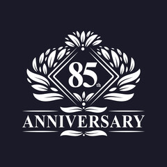 85 years Anniversary Logo, Luxury floral 85th anniversary logo.