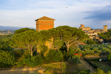 Fototapeta na wymiar Lucignano town in Tuscany from above