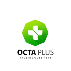 Abstract Octagon Plus Medical Icon Logo Design Vector Illustration Template