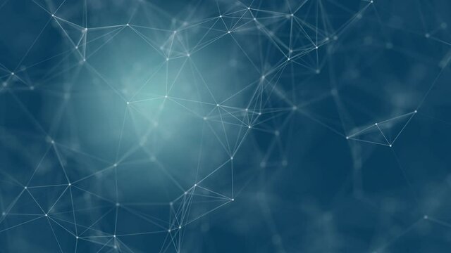 Abstract technology futuristic blue background plexus particle. White glow connection lines and dots. Business Concept. Medical, Science, Communications, Internet, Music, Game. 3d animation. 4K UHD