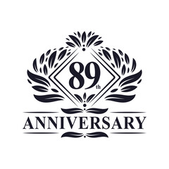 89 years Anniversary Logo, Luxury floral 89th anniversary logo.