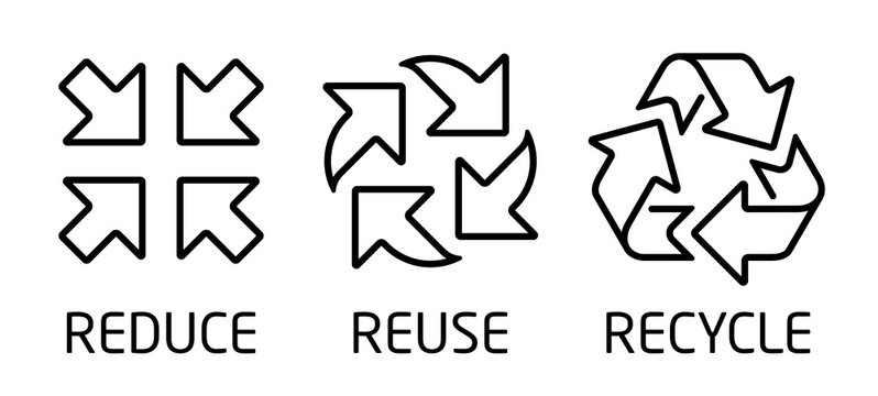 Vector reduce reuse recycle symbol set. Outline icons on white background