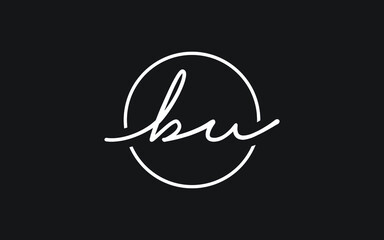 bu or ub Cursive Letter Initial Logo Design, Vector Template