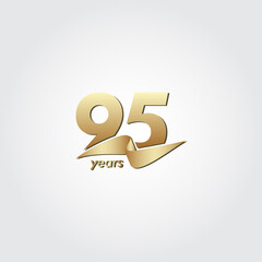 95 Years Anniversary Celebration Gold Ribbon Vector Template Design Illustration