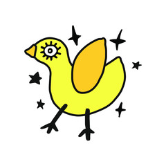 Yellow little chicken with stars.