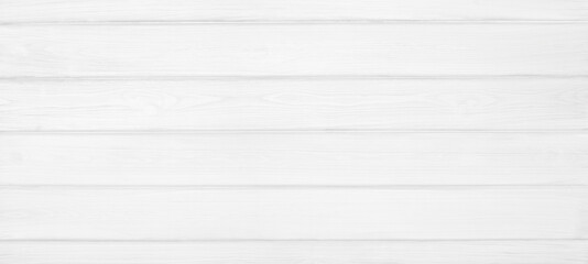 Wide white painted wooden board texture. Whitewashed wood plank backdrop. Widescreen vintage background
