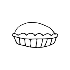 Doodle apple pie vector icon. Hand drawn pie icon in vector. Doodle cake icon