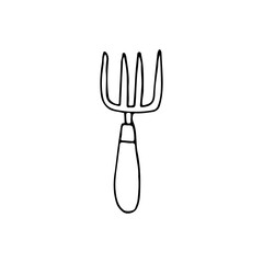 Doodle pitchfork icon in vector. Hand drawn pitchfork icon in vector.