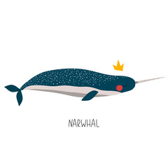 cute whale illustration isolated on white background for children designs. Vector whale illustration