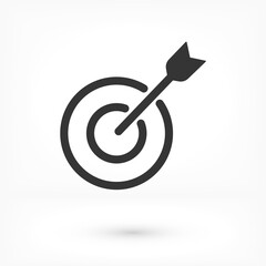 Target with an arrow flat icon concept market goal vector picture image. Concept target market, audience, group, consumer. Bullseye or goal Isolated sign