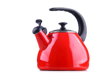 Traditional stainless steel stovetop kettle with whistle