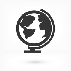 World icon in flat style. Earth symbol isolated on white background. Vector illustration. Simple world abstract icon in black. Line symbol for website design, app, ui.