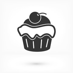  Cupcake vector icon. Two-tone version of cupcake vector icon on white and black background. vector icon Small cake designed to serve one person vector icon .