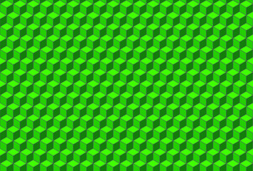 3D green blocks background. Simple seamless pattern vector texture with 3D effect.