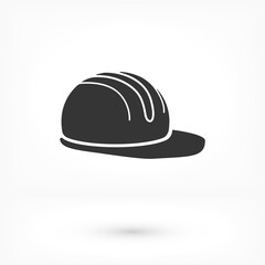 Job safety equipment helmet or hat for industrial safety black and white icon vector. Security for industry or construction uniform concept icon vector illustration isolated on white icon vector