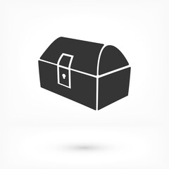 Treasure chest vector icon Vintage wooden chest isolated on vector icon blue vector icon background treasure gift water