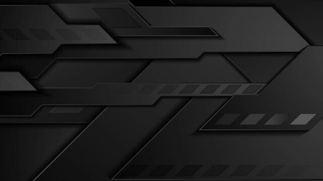 Black technology geometric abstract motion background. Seamless looping. Video animation Ultra HD 4K 3840x2160