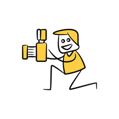 photographer and camera yellow stick figure theme