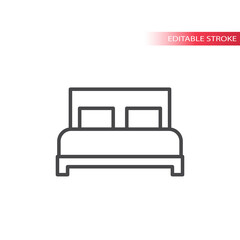 Bed or hotel sign thin line vector icon. Outline, editable stroke.