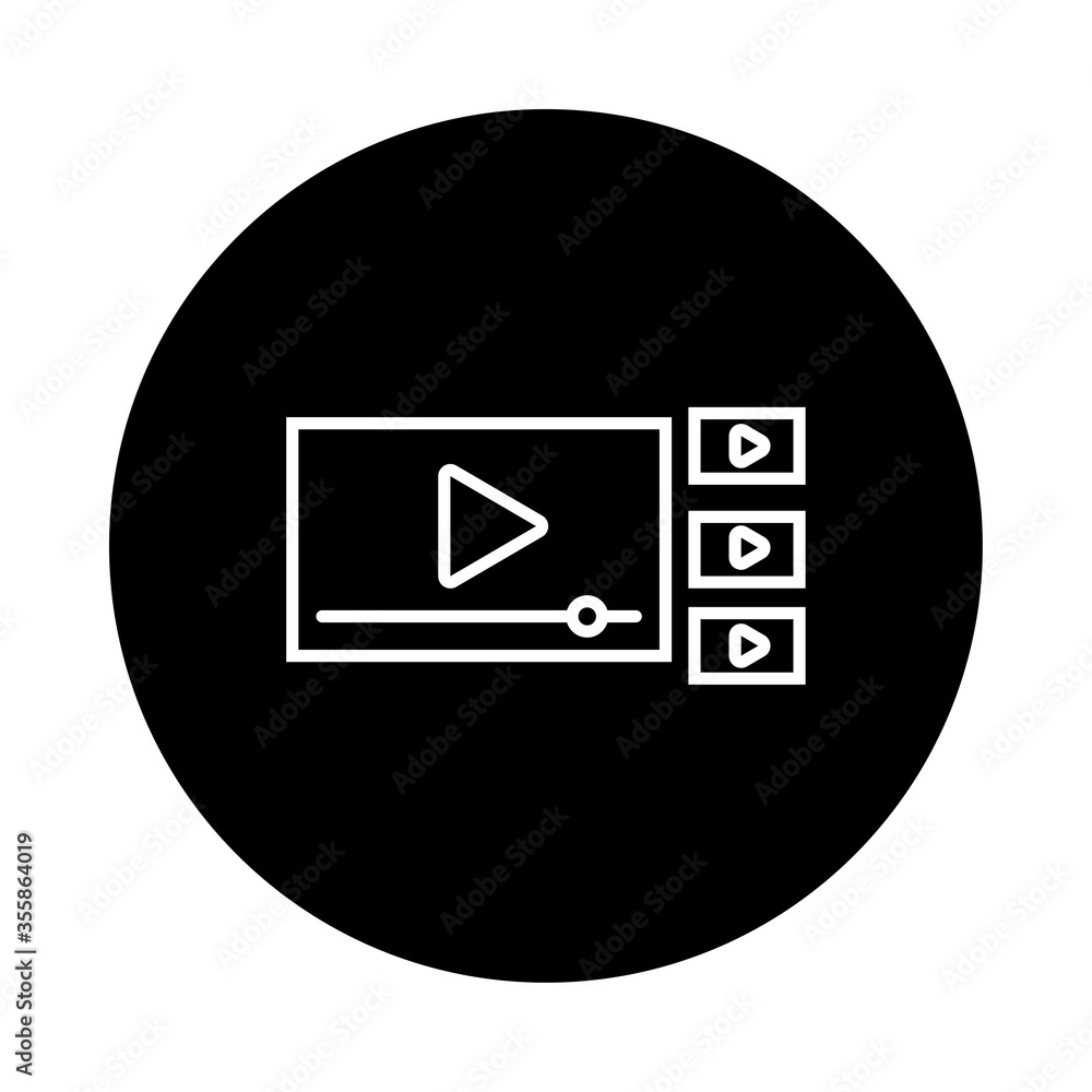 Poster media player template block and line style icon