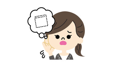 失くし物をして困っている女性（ベクターイラスト・主線なし）