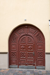 old wooden door in a stone wall